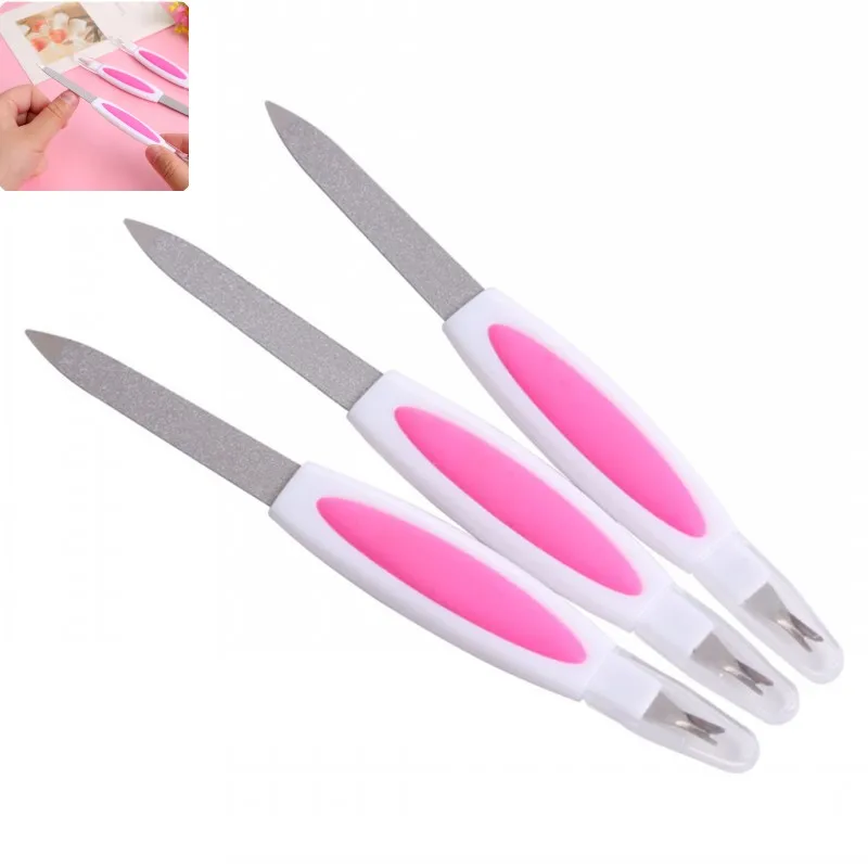 

HOT SALE Dead skin clippers 2 in 1 metal manicure pedicure nail art files cuticle remover trimmer buffer