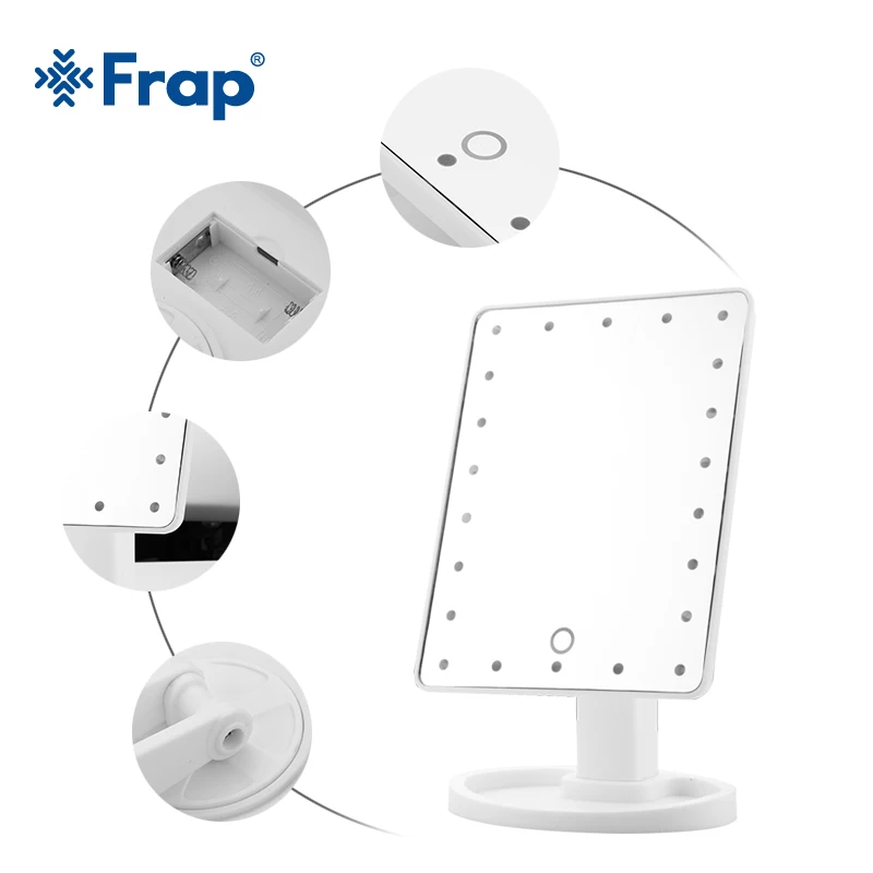 Frap مرآة حمام 22 شاشة LED باللمس المهنية مرآة حمام أضواء الجمال قابل للتعديل كونترتوب 180 الدورية Y61001/2/3 Frap مرآة حمام 22 شاشة LED باللمس المهنية مرآة حمام أضواء الجمال قابل للتعديل كونترتوب 180 الدورية Y61001/2/3