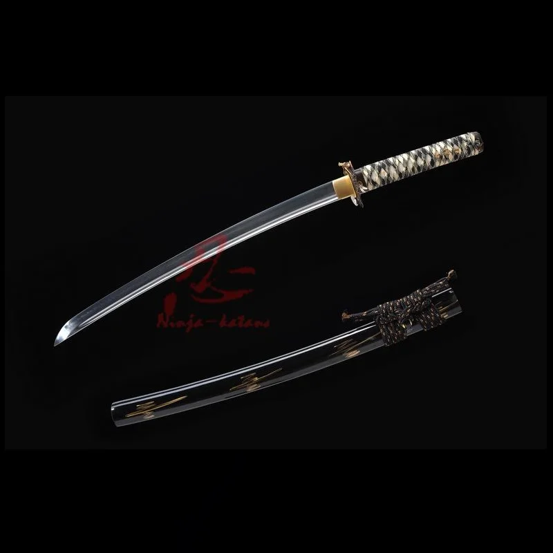 

battle ready T-10 steel clay tempered blade insect tsuba wakizashi Sword sharpened