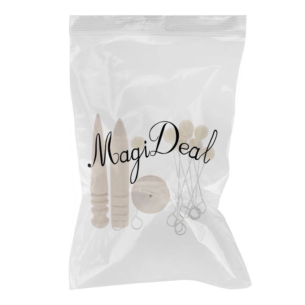 3pcs Wood Leather Edge Slicker + 10pcs Wool Daubers Assisted Dyeing Wool Ball Applicator Leather Craft DIY Hand Tool Set