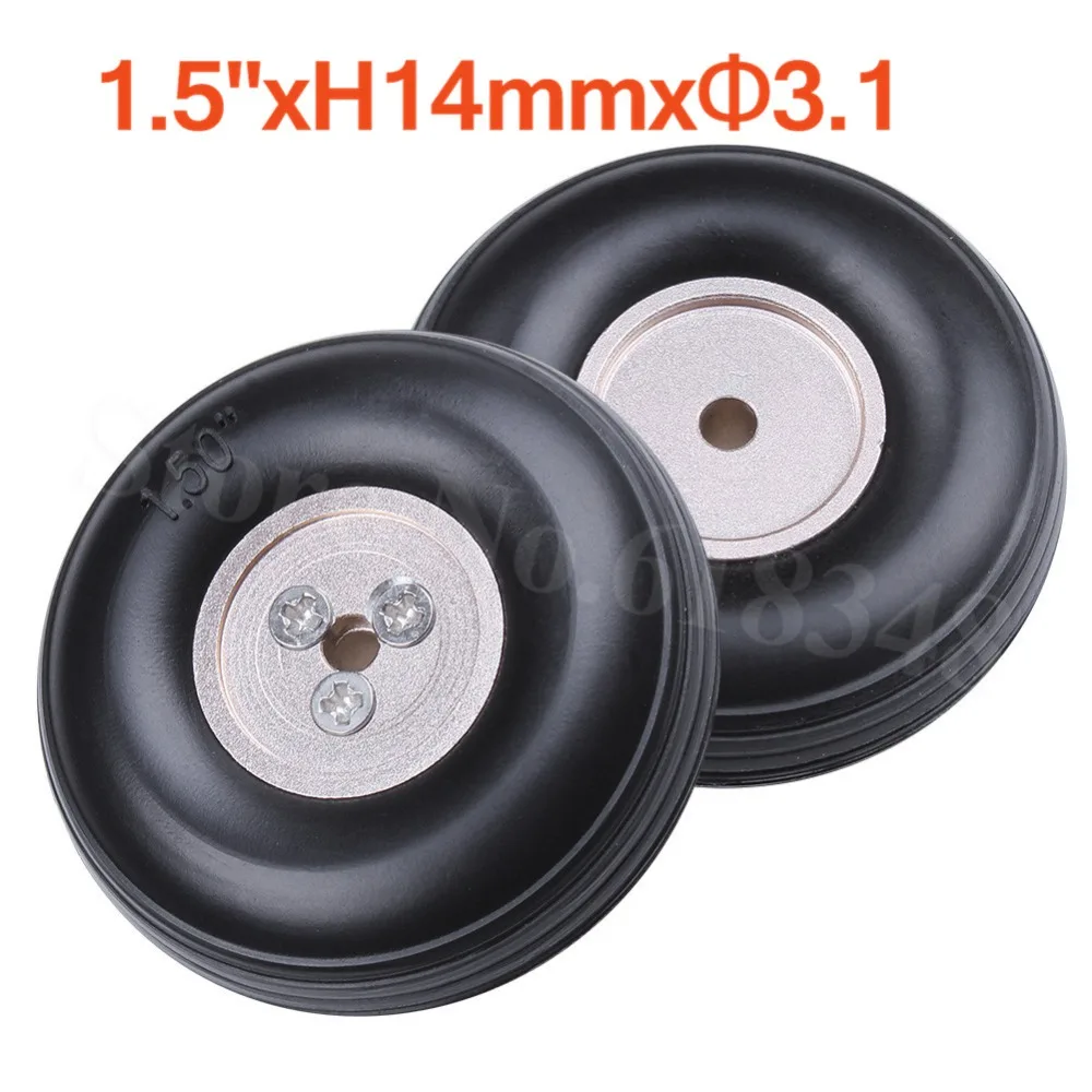 2pcs 1.5"/ 38mm Small Rubber Wheels Tires Aluminum Hub Core Thickness