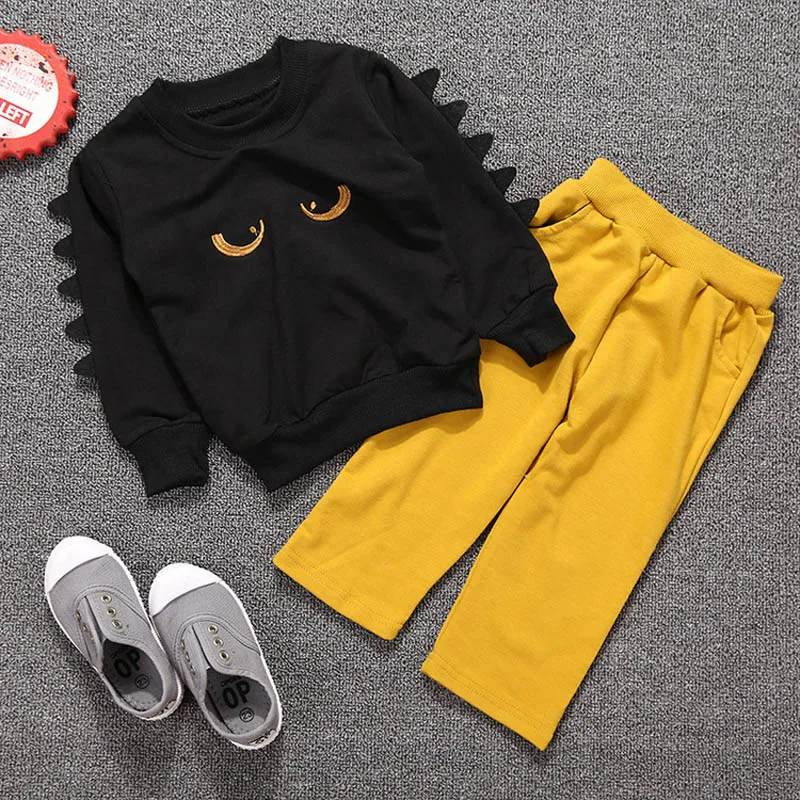 LZH/комплекты одежды для мальчиков футболка с длинными рукавами+ штаны, комплект из 2 предметов г. Осенне-Весенняя детская одежда спортивный костюм для мальчиков Одежда для детей - Цвет: Черный