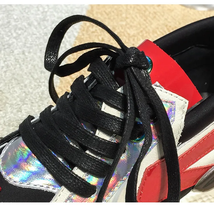 Mcacchi/Женская Вулканизированная обувь; кроссовки на массивной платформе; разноцветная повседневная обувь, увеличивающая рост; женская обувь на шнуровке; Calzado Mujer