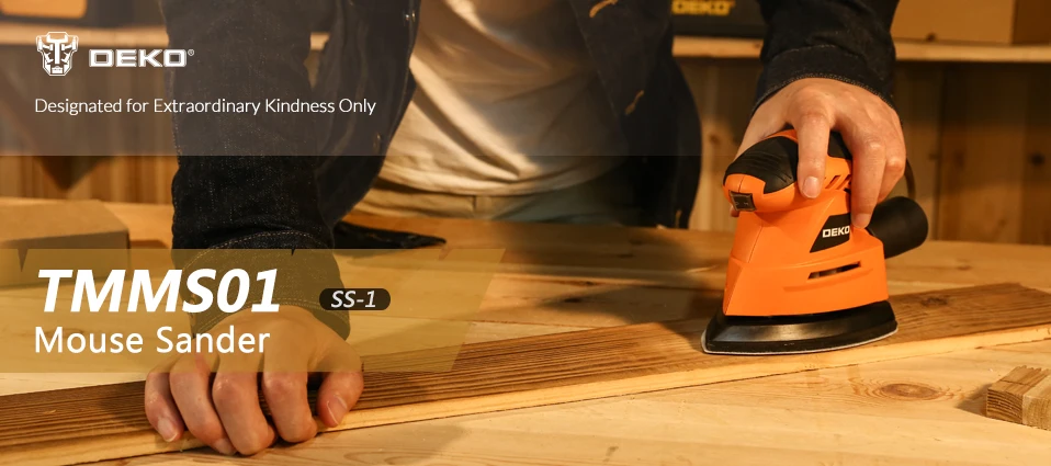 Lijadora Orbital Electrica DEKO DKMS01 130W con 9 Lijas color amarilla