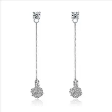 Anenjery, роскошные 925 пробы серебряные серьги, любовь, карамельный кубик с цирконием, кисточка, длинные серьги, Ушная линия, серьги-гвоздики для женщин, S-E180