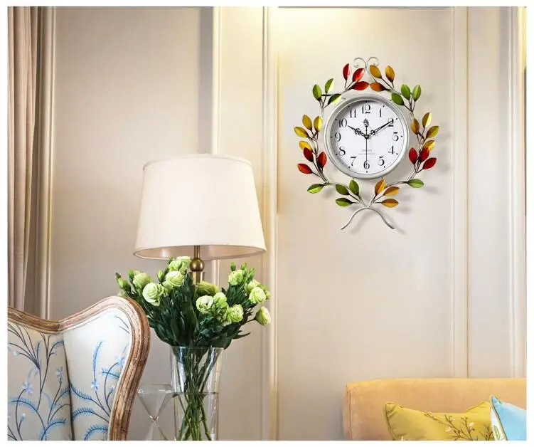 Американские Кованые настенные немой кварцевые часы настенные стикеры украшения гостиной настенные украшения для дома отель гобелен на стену искусство