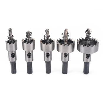 

Quality 5pcs HSS Woodworking Drill Bit 16-30mm Hole Saws Openers Alloy Hole Cutter Drill Bits With Wrench Power Drill Tools