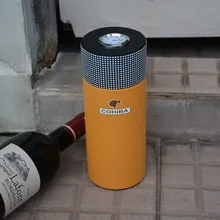 COHIBA кожа Дерево кедра с подкладкой трубка для сигар портативный чехол Мини Путешествия Humidor внутри с длинным увлажнителем гигрометр