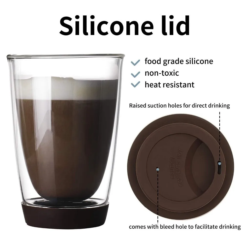 Tazza Da Viaggio In Vetro 400ml Con Manicotto In Silicone - Doppia Parete, Termica, Riutilizzabile, Adatta Per Auto, Senza Plastica