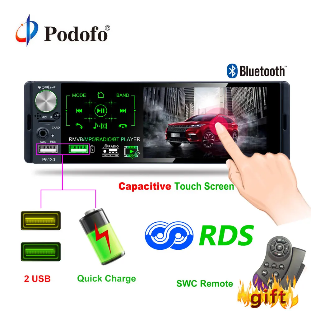 Podofo 4 1 Touch Bluetooth font b Car b font font b Radio b font 1