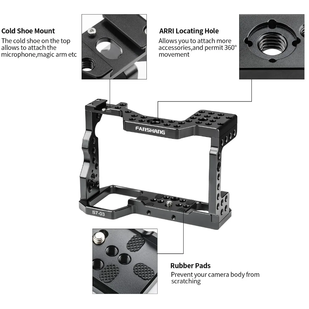 FANSHANG алюминиевая камера клетка видео фильм Rig Стабилизатор для sony A7RIII/A7III/A7II DSLR w/Холодный башмак и ARRI определение места
