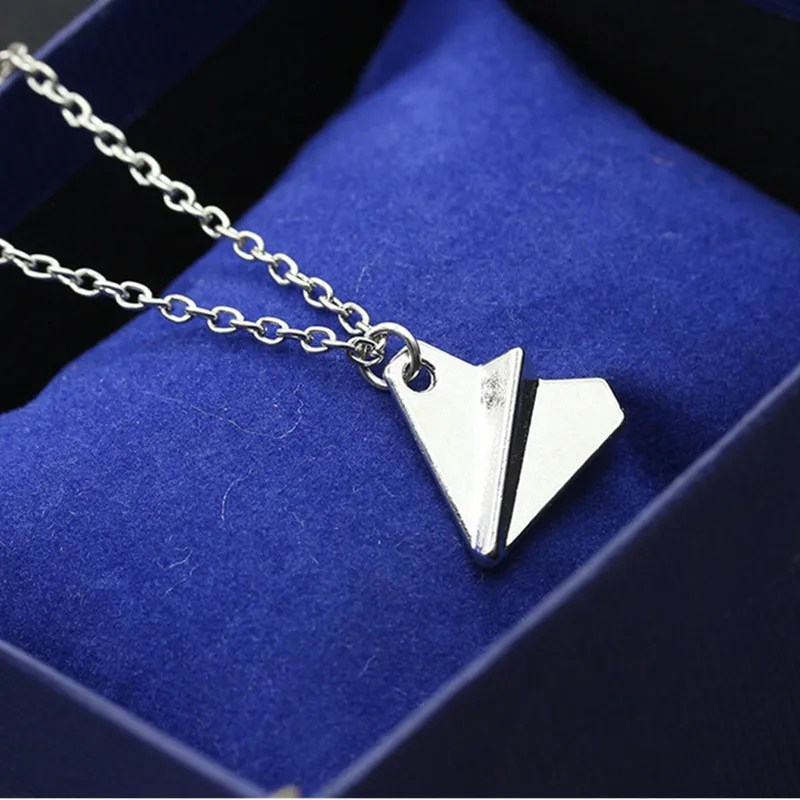 1D One Direction Necklace Paper Airplane Plane Pendant Gold Black