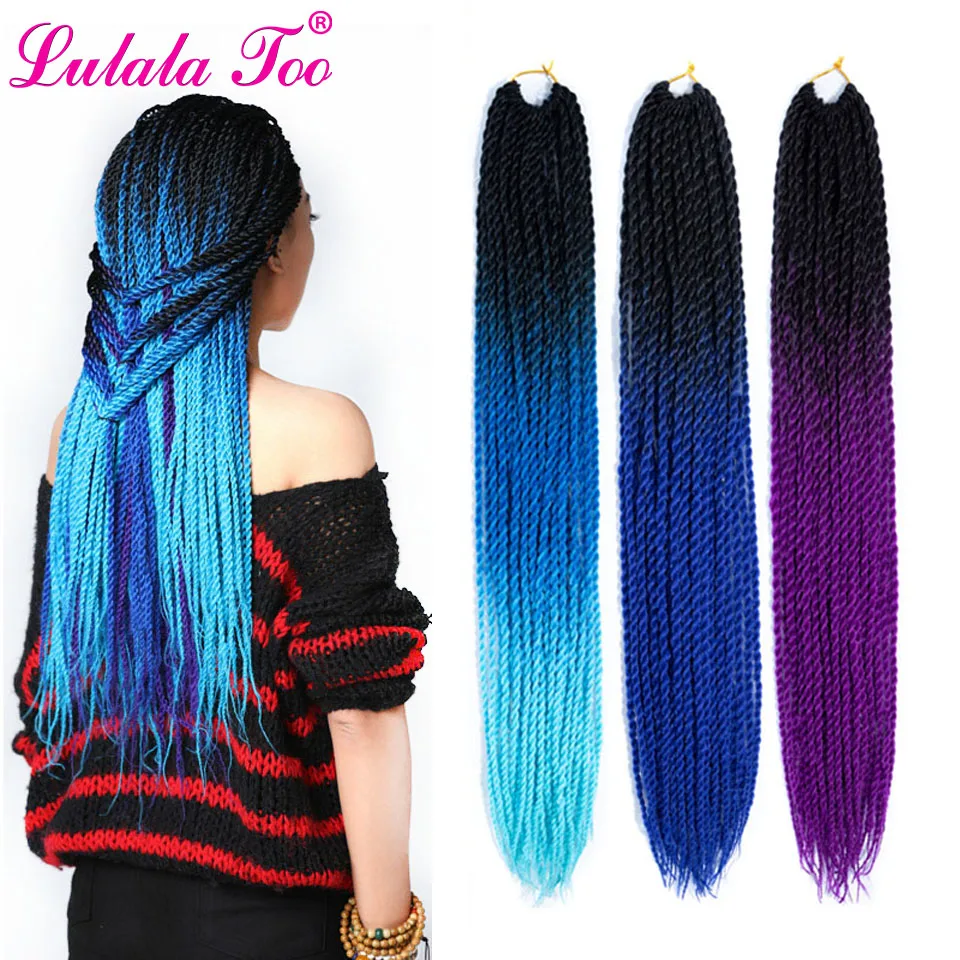 

24inch Ombre Senegalese Twist Hair Crochet Braids 30 Roots/Pack Synthetic Braiding Hair Extensions Pink Brown