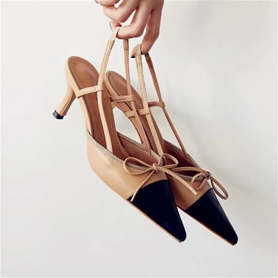 

2019 summer women's sandals fashion design really leather fabric pointed toe 5CM stiletto shoes women sandals