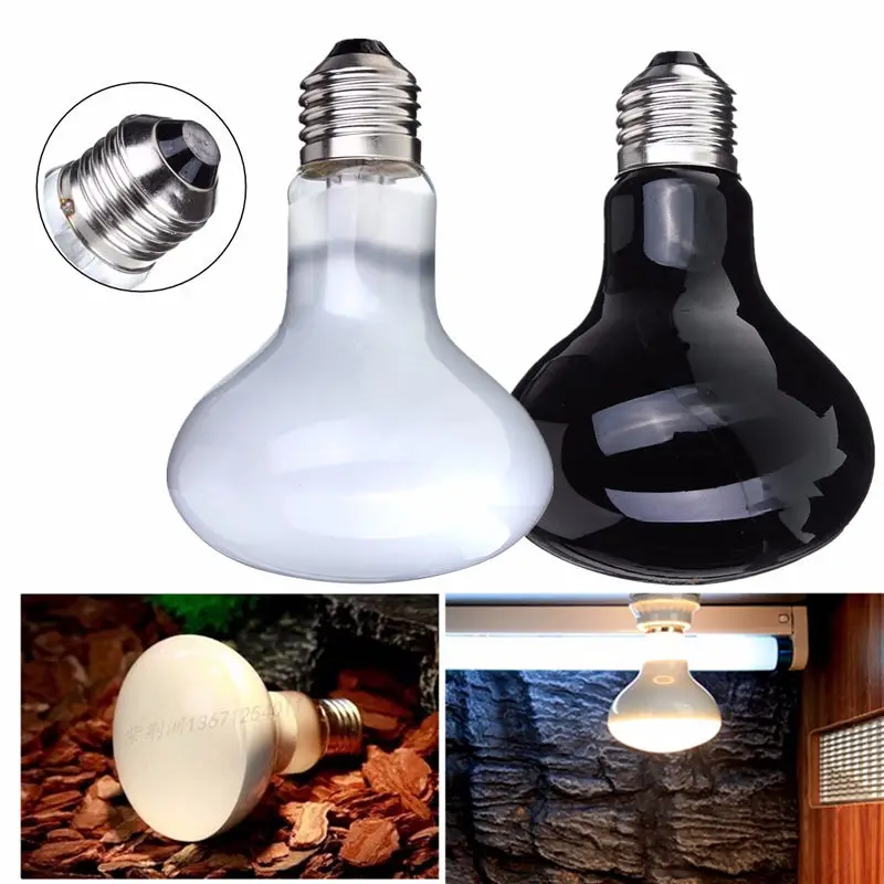 

100W E27 Heat UVA Light Bulb Basking Heating Lamp Bulbs For Reptile Snake Lizard Turtle Pet Amphibian Brooder Chick Black White