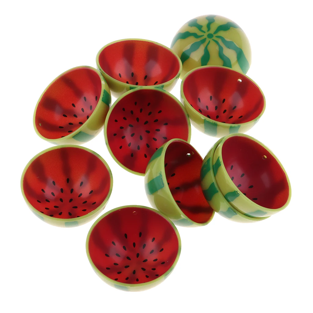 Lovely 10 Pieces Kit 1/6 Miniature Tableware Watermelon Printed Bowl Model for Dollhouse Dining Table/ End Table Decoration