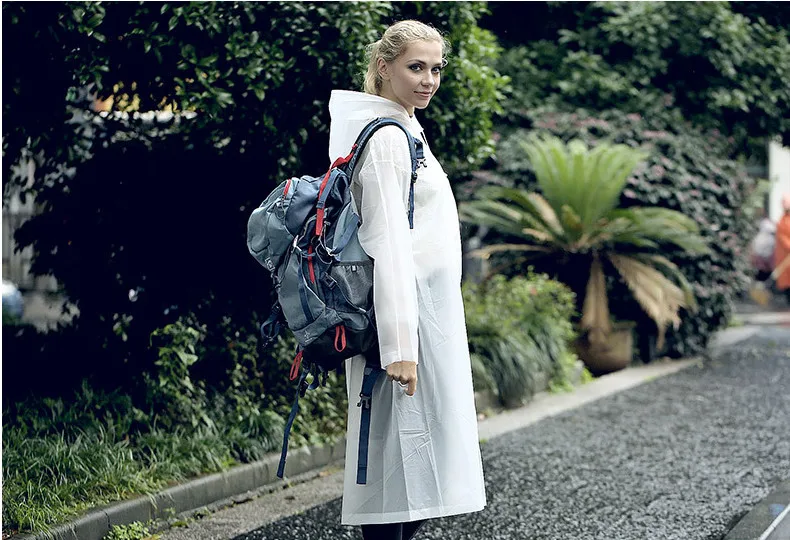 15.Fashion Adult Women Raincoat Rain jacket Outdoor Travel Eva Transparent Rain Gear Poncho Coat Waterproof Long Rainwear