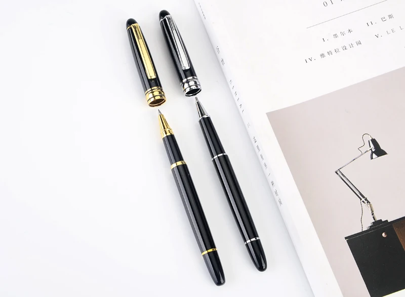 Luxury Brand Full Metal Ball Pen 0.5mm Medium Refill Gold& Silver Clip School Office Business Ballpoint Pens Writing Stationery