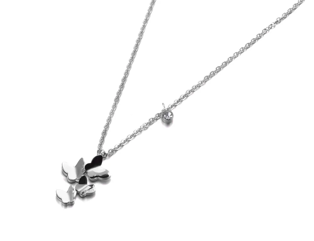 Lokaer, титановое ожерелье с подвеской в виде бабочки из нержавеющей стали, ювелирные изделия с кубическим цирконием, чокеры, ожерелье для женщин и девочек N19004