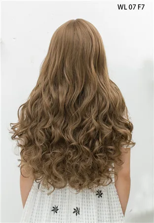 Ваш стиль 42 Цвета Синтетические длинные волнистые афро натуральные волосы парики с челкой для черных женщин коричневый серый - Цвет: WL 07 F7