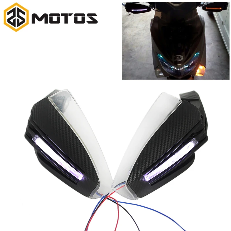 

ZS MOTOS 6 Colors NEW motorcycle Carbon hand guards with led Turn singnal lights for scooter pitbike ATV DIRT BIKE MX motocross