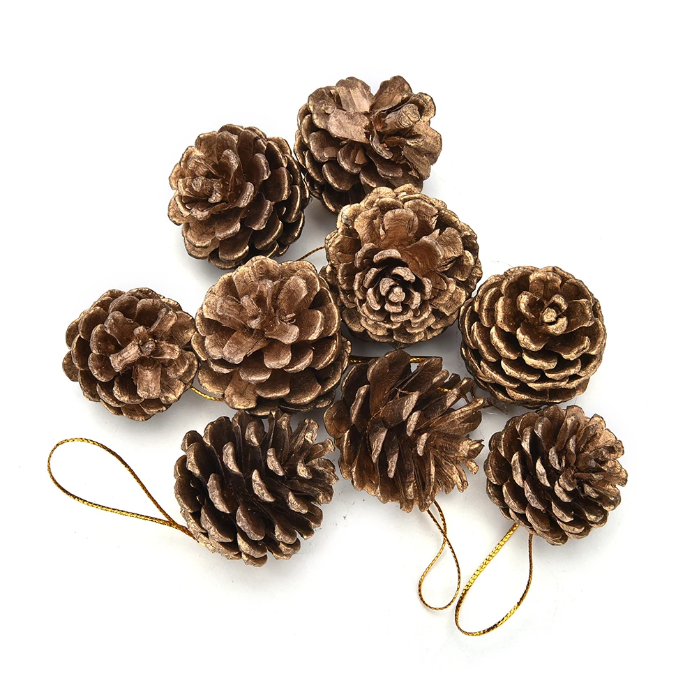 

9Pcs Christmas Tree Pine Cones Pinecone Hanging Ball Xmas New Year Holiday Party Ornament For Home Festival Best Supplies