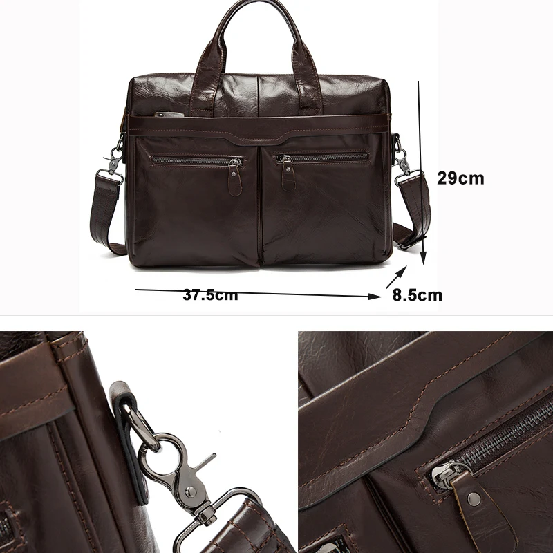 MVA Leather men‘s Briefcase men laptop male messenger bag Men's Genuine leather shoulder bags briefcases for documents bag 9005