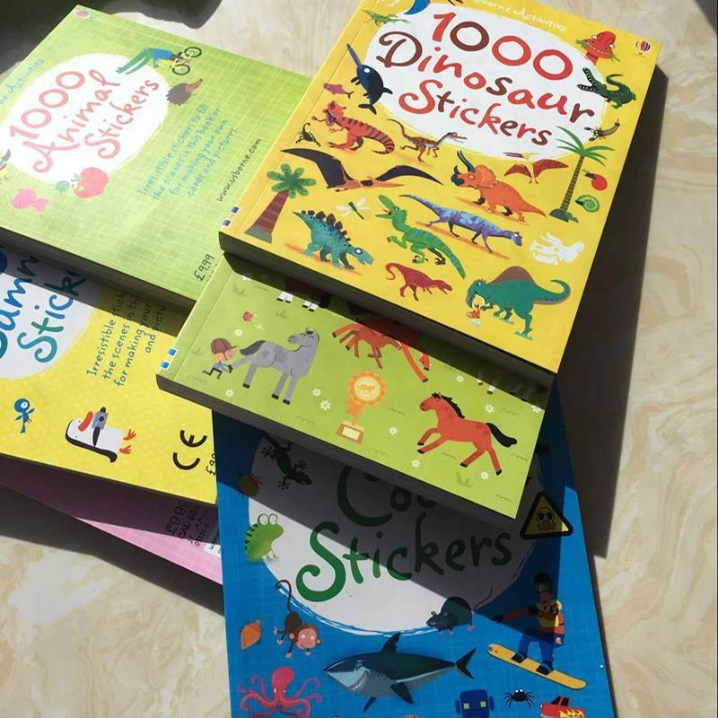 

1000 pcs Cartoon Scene Stickers Kids Reusable Sticker Books with Animals Princess Dinosaur Travel Books Preschool 15.2*21cm