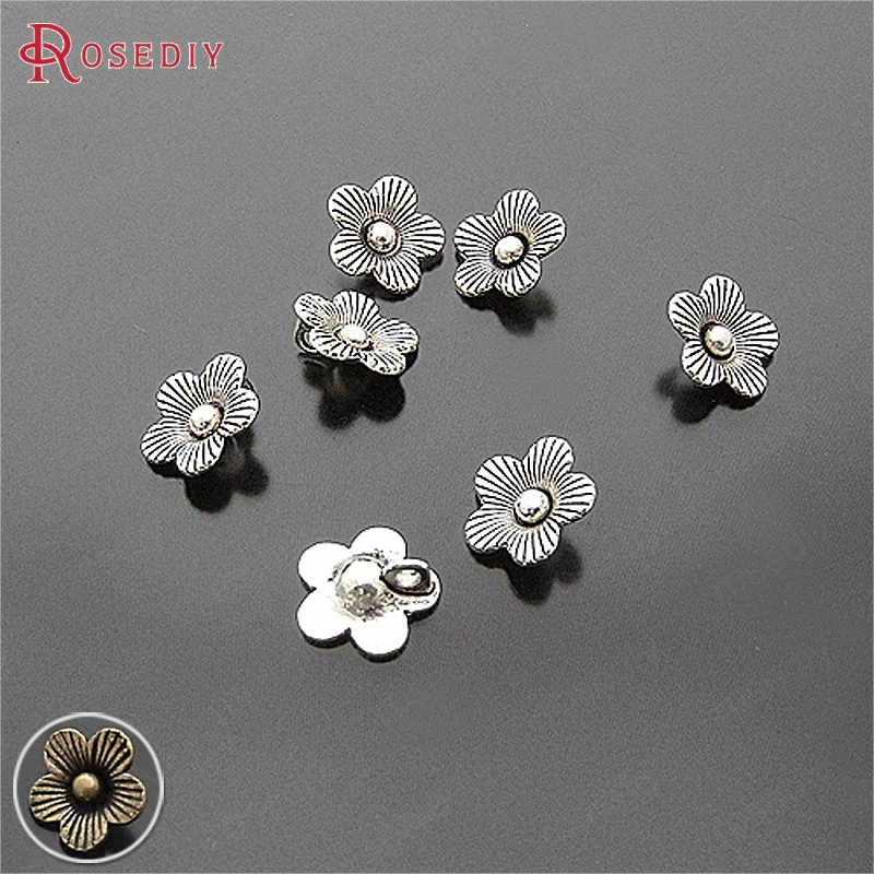 

(20133)50PCS 14MM Antique Silver Zinc Alloy Flower Charms Pendants Diy Jewelry Findings Accessories Wholesale