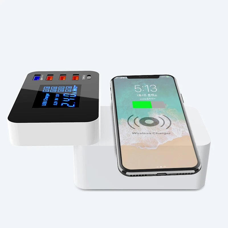 Thbelieve QC 3.0 Quick Wireless Charger 4 USB Multi Port Chargers Type C Mobile Phone Charging Station EU UK US Cellphone Charge (14)