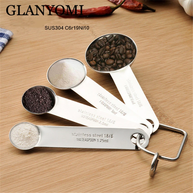 

4PCS 304 Stainless Steel Measurement Tools Coffee Flour Milk Powder Measuring Spoon Scoop Kitchen Accessories for Baking