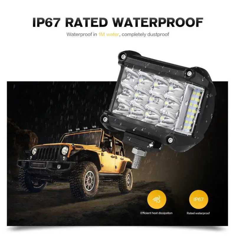 Oslamp 3-Row 4inch 57W LED Work Lights Offroad Led Bar Light Trucks Boat ATV 4x4 4WD 12v 24v Spot Flood Driving Lamp Headlight