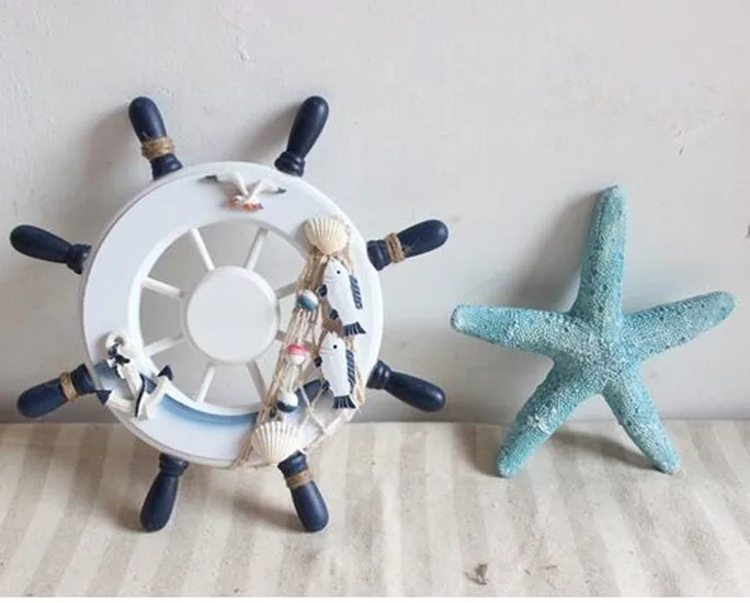 

2019 New Fashion Ship Wooden Boat Beach Wood Steering Wheel Nautical Fishing Net Home Wall Decor Mediterranean Style Gifts