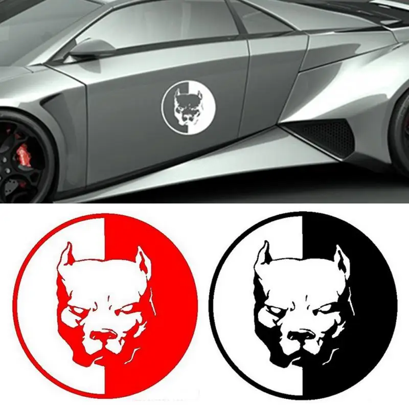 

2018 12*12CM PITBULL SUPER HERO DOG Fun Dog Personalized Car Stickers Decals Black Silver CT-520