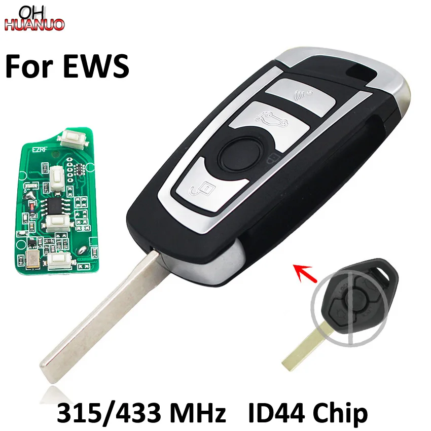 

3 Button Folding Remote Key for BMW EWS 315MHZ/433MHZ With PCF7935AA ID44 Chip or Without Chip HU92 Blade