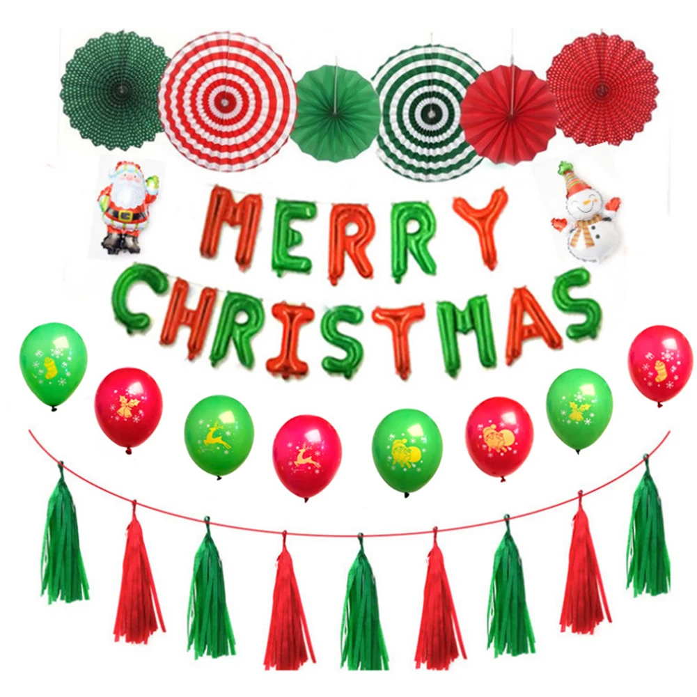 Рождеством письма Фольга шары Бумага вентилятор оригами костюм Санта Клауса на Рождество для рождественской вечеринки украшения