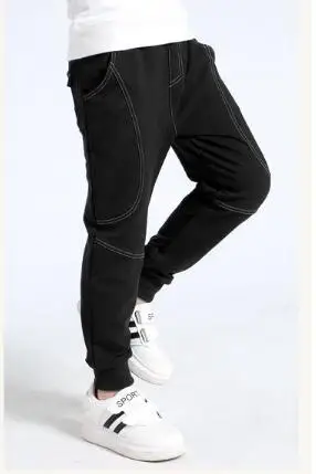 Штаны для мальчиков 100-160 см, осенне-зимние утепленные вельветовые брюки для мальчиков детские теплые штаны детские спортивные повседневные штаны Одежда для мальчиков - Цвет: Black