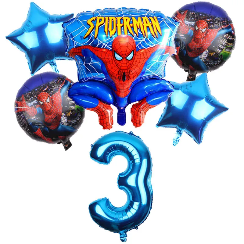 6pcs/lot Spiderman Foil Helium Balloons 30" Red Number Party Inflatable Ball Birthday Party Decoration Kids Toys Star Globos