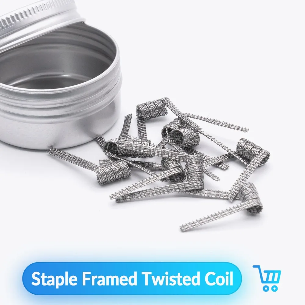 Volcanee 10pcs Ni80 Coil Vape Chain Link Staple Staggered Wrap Heating Wire for RDA RTA Atomizer Box Mod E Cig Prebuilt Coils