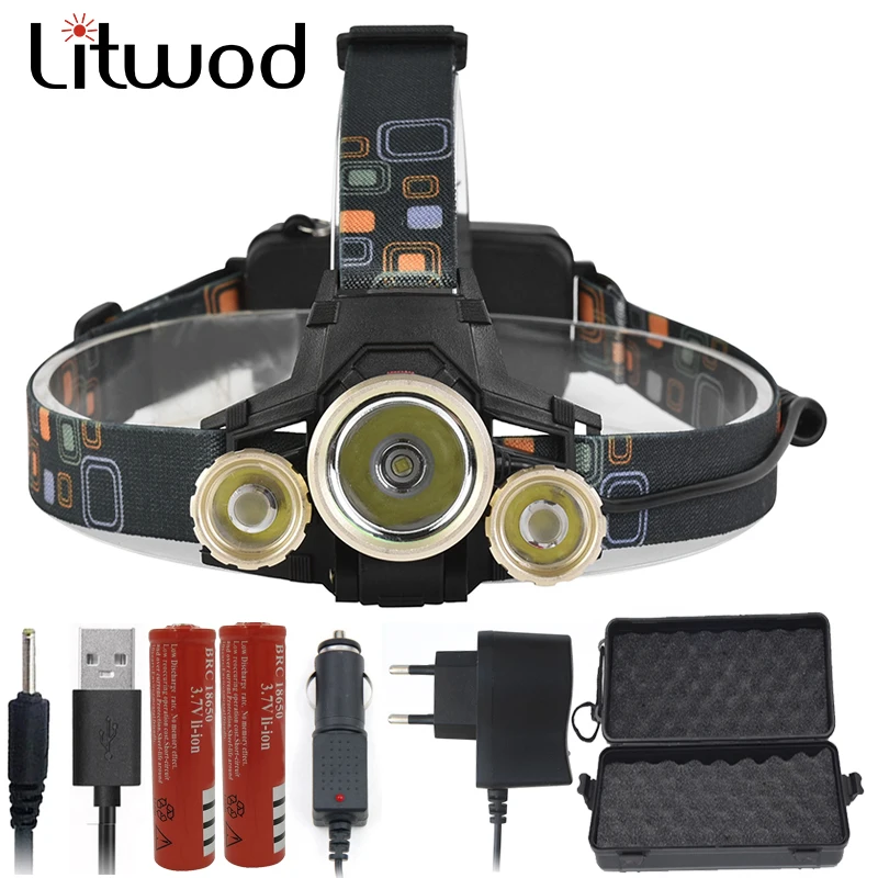 

Litwod Z90- 739 7000LM XML 1T6 2Q5 LED Headlight Headlamp Head Lamp Light 4 modes Torch for fishing Lights 2*18650 batteries