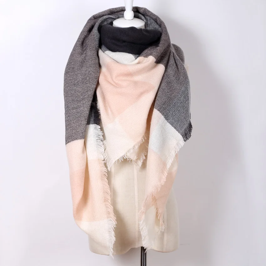 Za Winter Scarf Knit 2016 Oversize font b Tartan b font Scarf Desigual Plaid Scarf Women