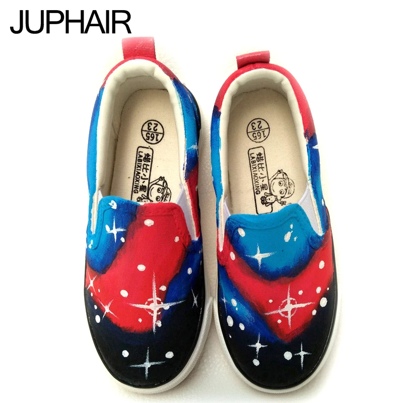 

JUP Men Female Student Girls Despicable Me Minion Spongebob Ultraman Watermelon Flag Pattern Hand Painted Canvas Valentine Shoes