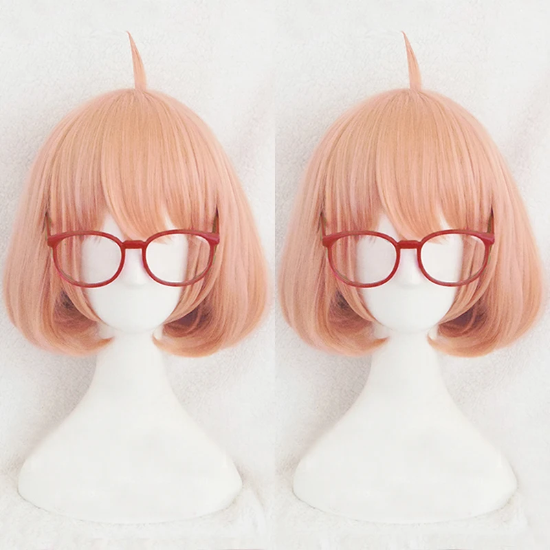 За гранью Kyoukai no Kanata короткий оранжевый и розовый косплей костюм парик трек