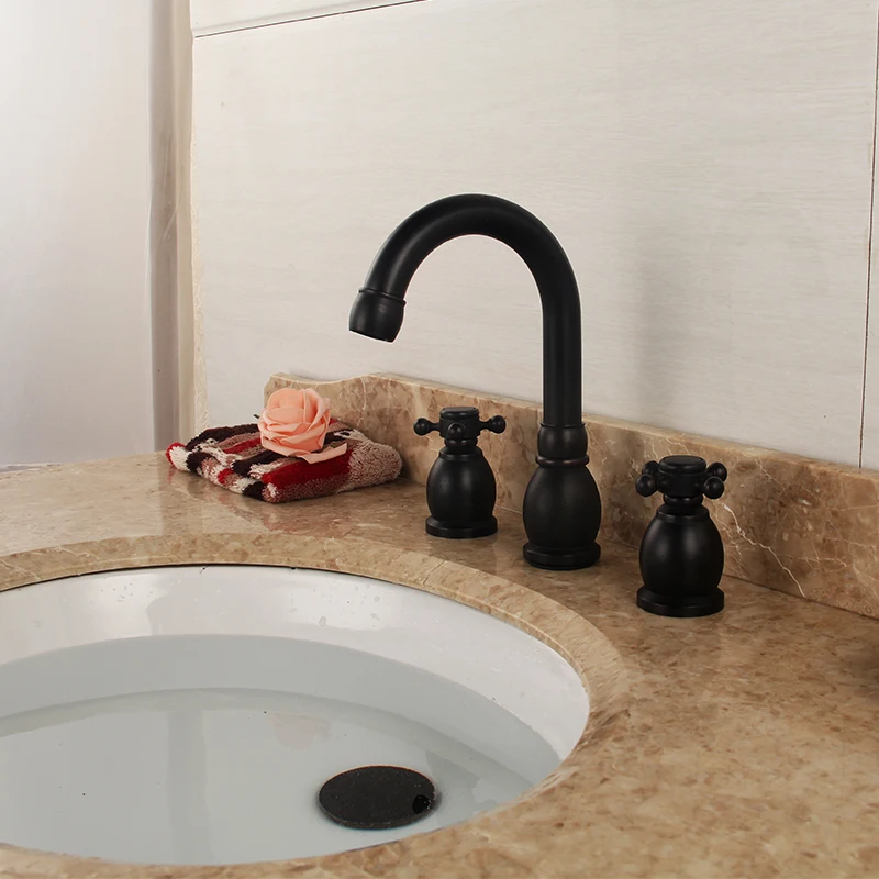 4 Type Brand Quality Black Basin Faucets Bathroom Tab Dual Handle Pure