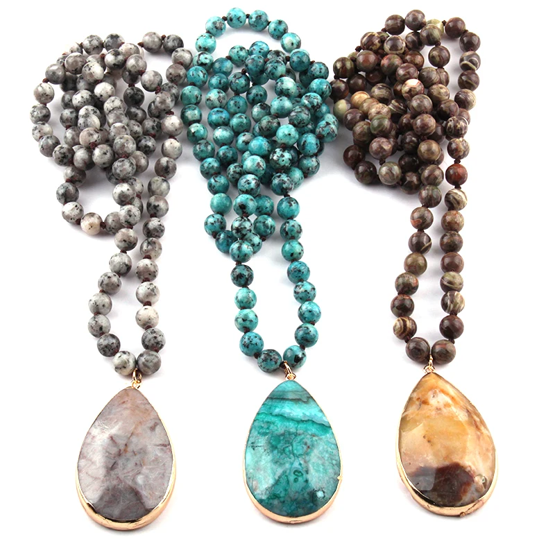 Free Shipping Bohemian Jewelry Fashion Stone Knotted Natural Pendant Necklaces For Women | Украшения и аксессуары