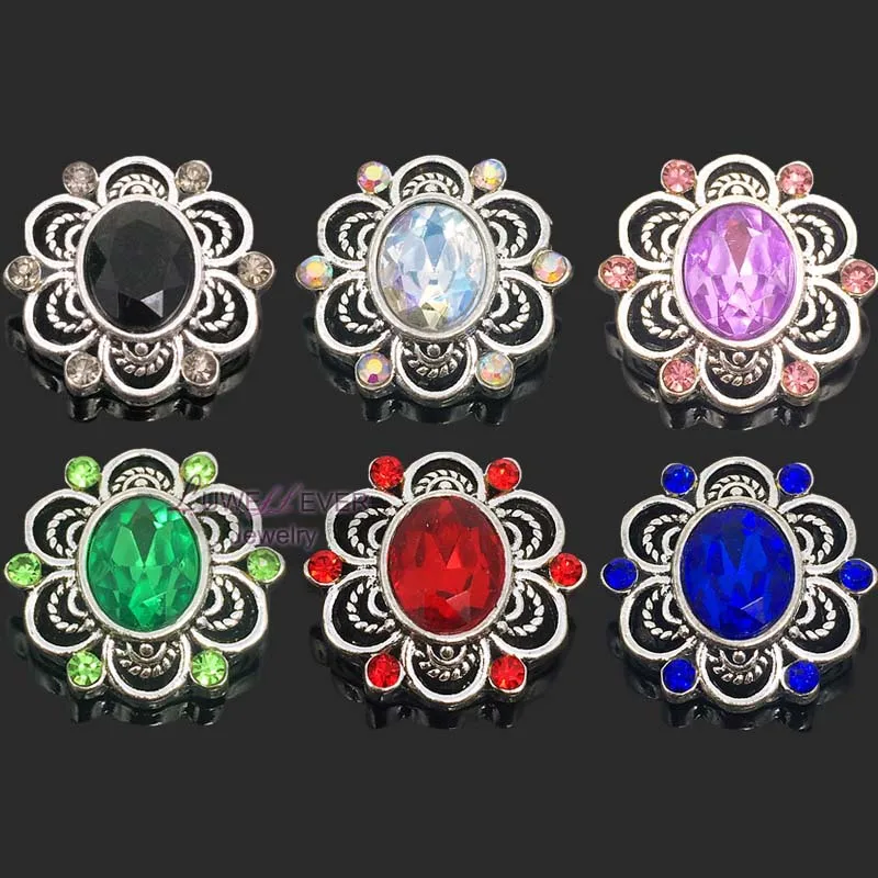 

Wholesale w289 flowers 18mm rhinestone metal snap button for Bracelet Necklace Jewelry For Women jewelry Fashion accessories