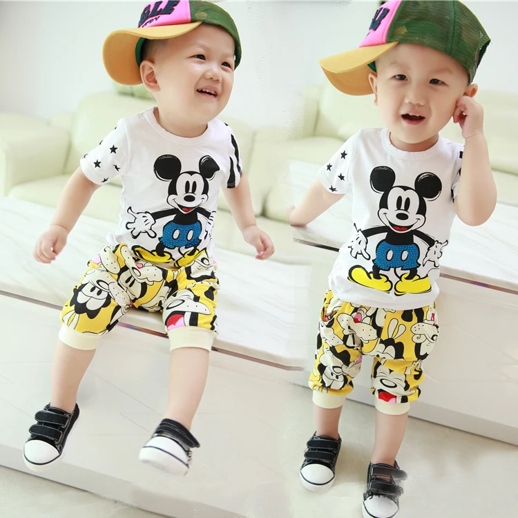 2016 new hot sale baby boy clothes summer boy short sleeve cotton