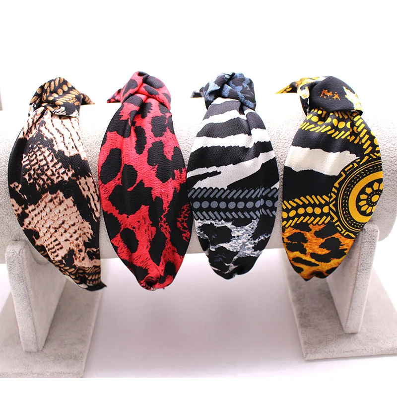 

Bohemian Vintage Colorful Satin Leopard Knot Headband Hairband Hair Accessories Hair Jewlry