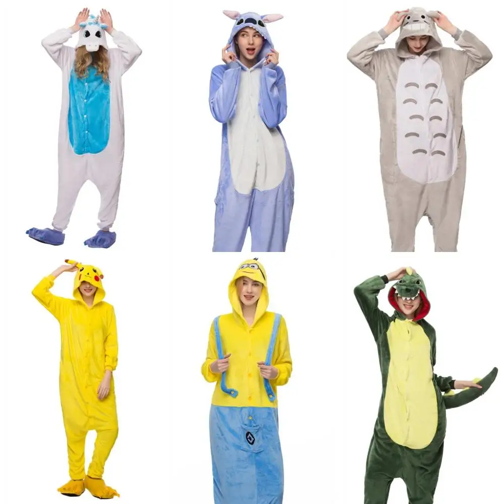 

Unicorn Stitch Kigurumi Adult Women Animal Pajama Sets Flannel Sleepwear Nightgown One Piece Jumpsuit Pijama Cosplay