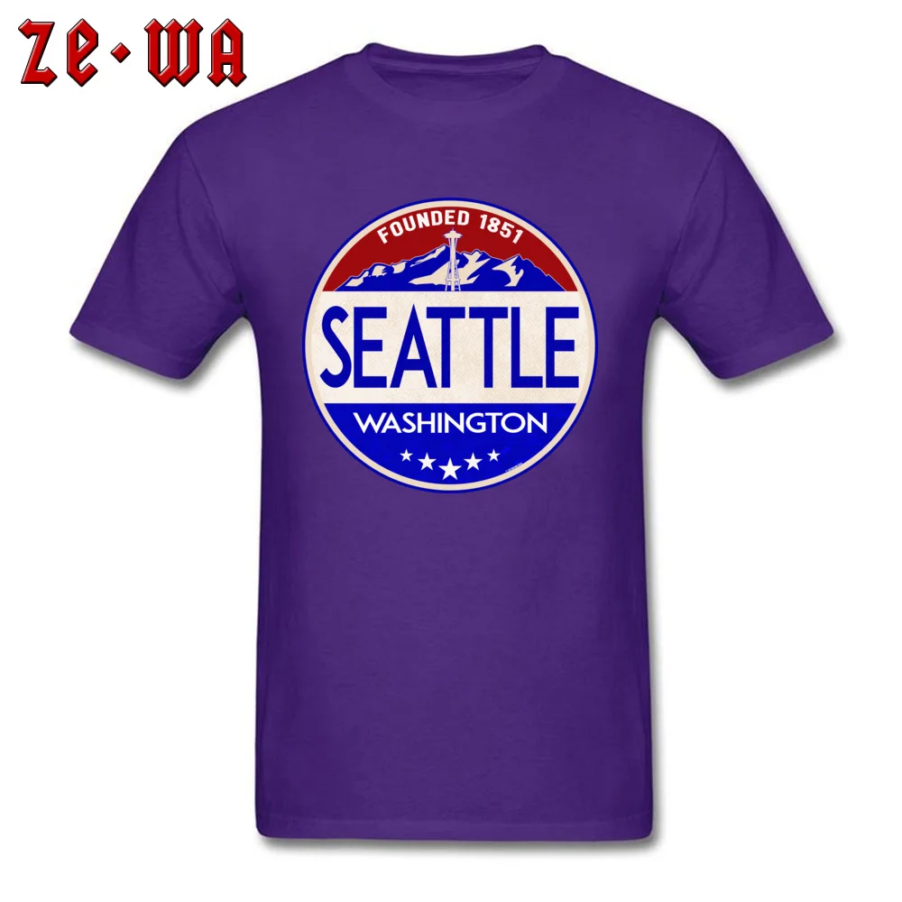 Custom Short Sleeve Tops T Shirt Thanksgiving Day Crewneck 100% Cotton Male T-shirts Funny Custom Tee Shirt Cute SEATTLE WASHINGTON MOUNT RAINIER NATIONAL PARK purple